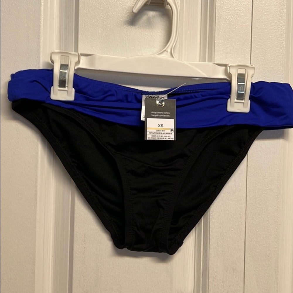 Mossimo Royal Blue Black Fold Band Bikini bottom JR size XS NWT